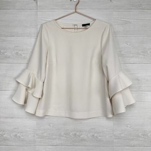 J. Crew Cream Ruffle Sleeve Blouse
